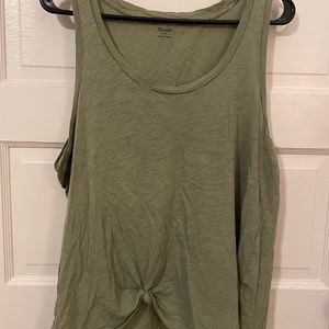 Madewell Whisper Cotton Scoop Tank Top: Green - L